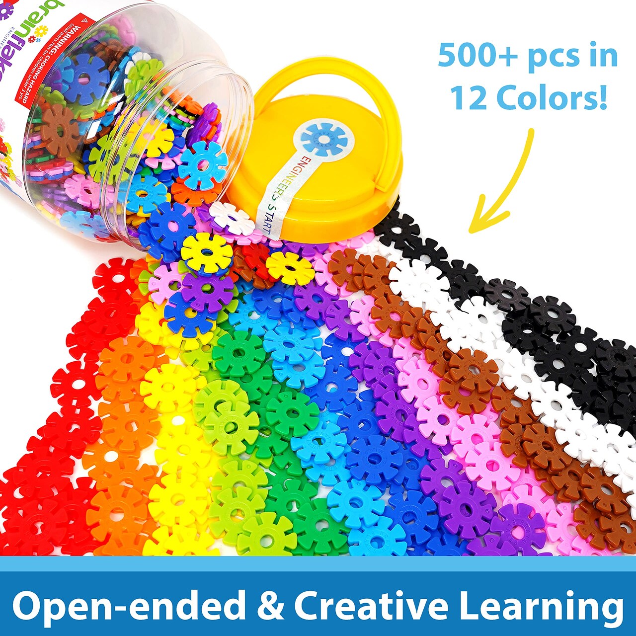 500 Piece Set, Ages 3+, Interlocking Plastic Disc Toy for Creative Building, Educational STEM Learning, Construction Block Play for Kids, Teens, Adults, Boys, and Girls
